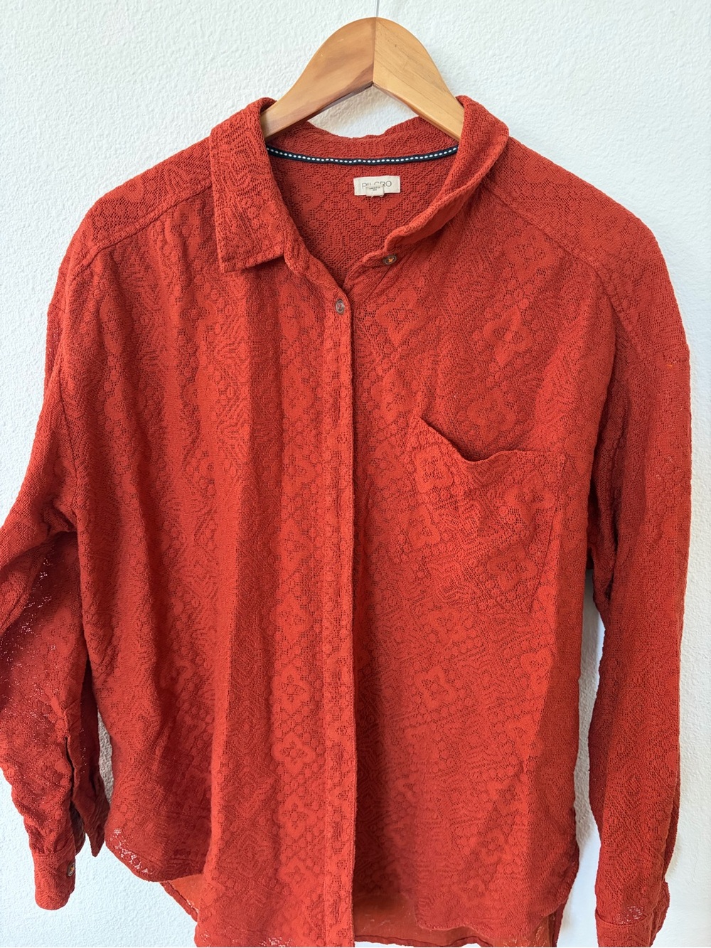 Pilcro Rust Textured Button-Front Top - Picture 2 of 2